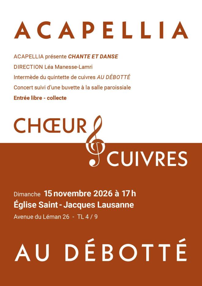 Flyer du concert de Accapelia avec les informations décrite sur le site.